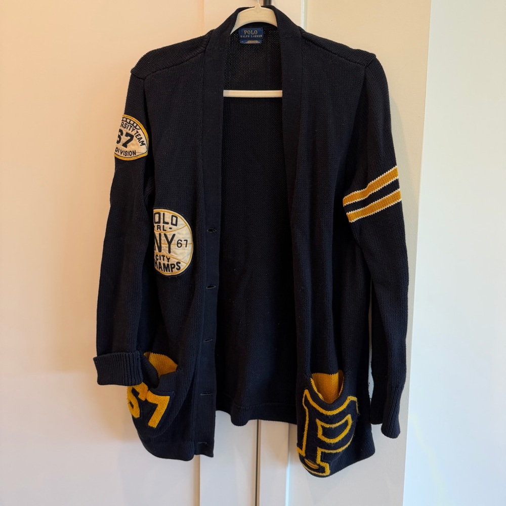 Polo by Ralph Lauren Navy and Yellow Cardigan